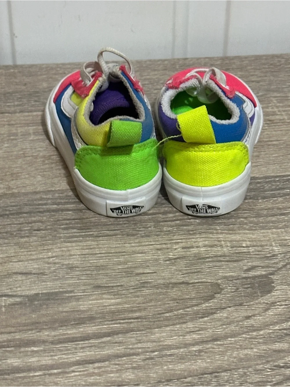 Vans Toddler Old Skool Colorblock Elastic Laces Canvas Sneakers, Neon Multi Sz 4